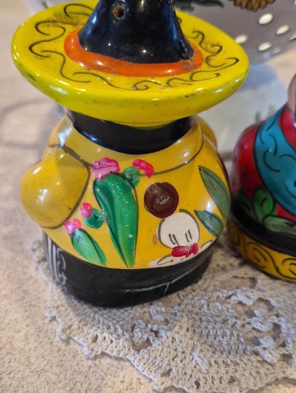 Hand-Painted Mexican Ceramic Salt and Pepper Shakers - Multicolor